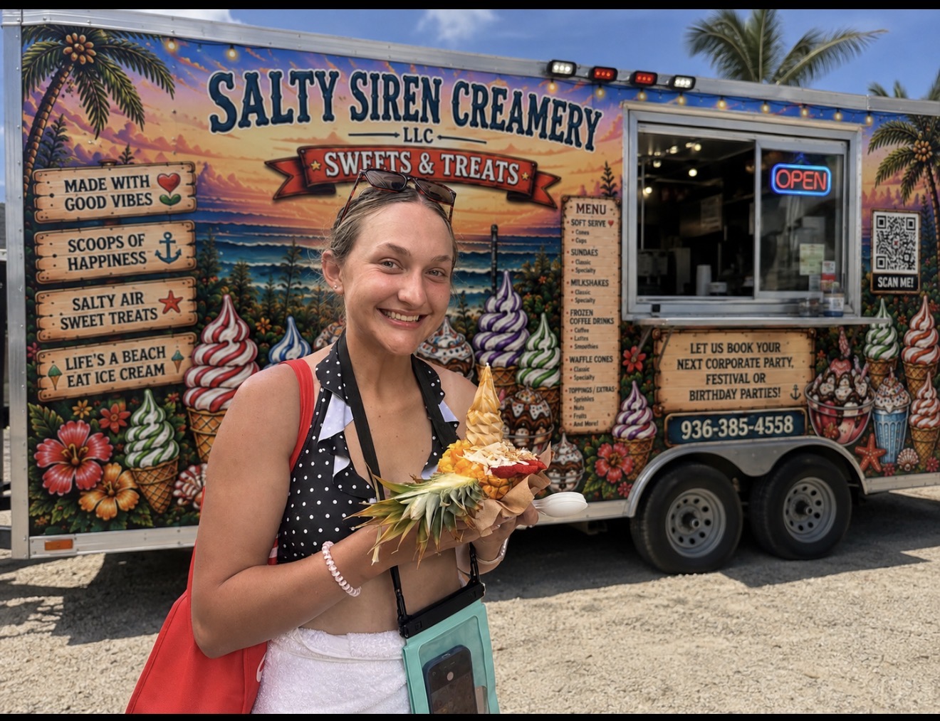 The Pineapple Yacht: soft serve served in a hollowed pineapple half
